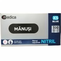 Manusi Nitril nepudrat albastre, XS, 100 bucati, Medica