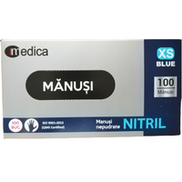 Manusi Nitril nepudrat albastre, XS, 100 bucati, Medica