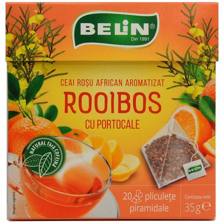 Ceai rooibos cu portocale, 20 plicuri, Belin