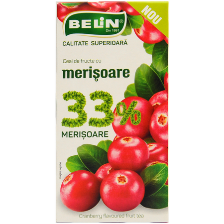 Ceai de fructe 33% merisoare, 20 plicuri, Belin