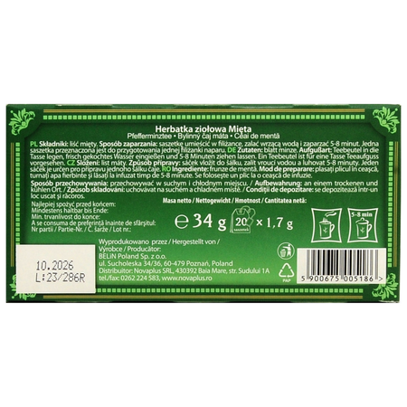 Ceai de menta Premium Zauberer, 20 plicuri, Belin 588789