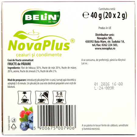 Ceai de fructe de padure, 20 plicuri, Belin 588762