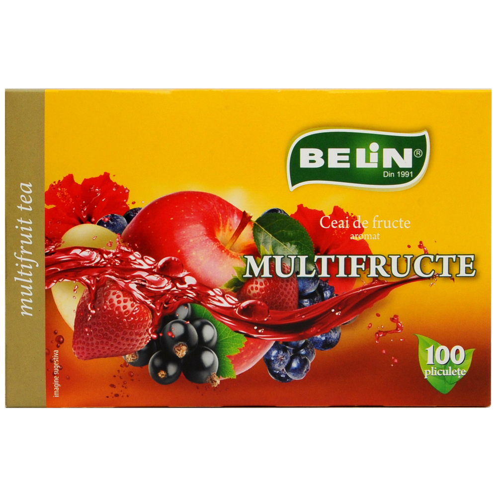 Ceai multifructe, 100 plicuri, Belin