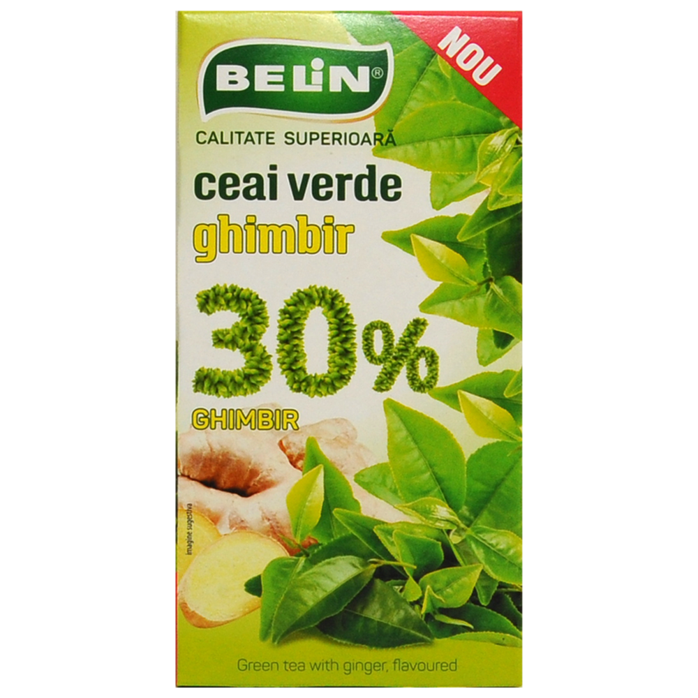 Ceai verde ghimbir 30%, 20 plicuri, Belin