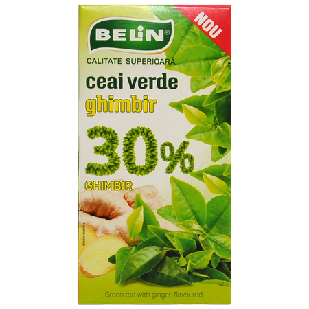 Ceai verde ghimbir 30%, 20 plicuri, Belin