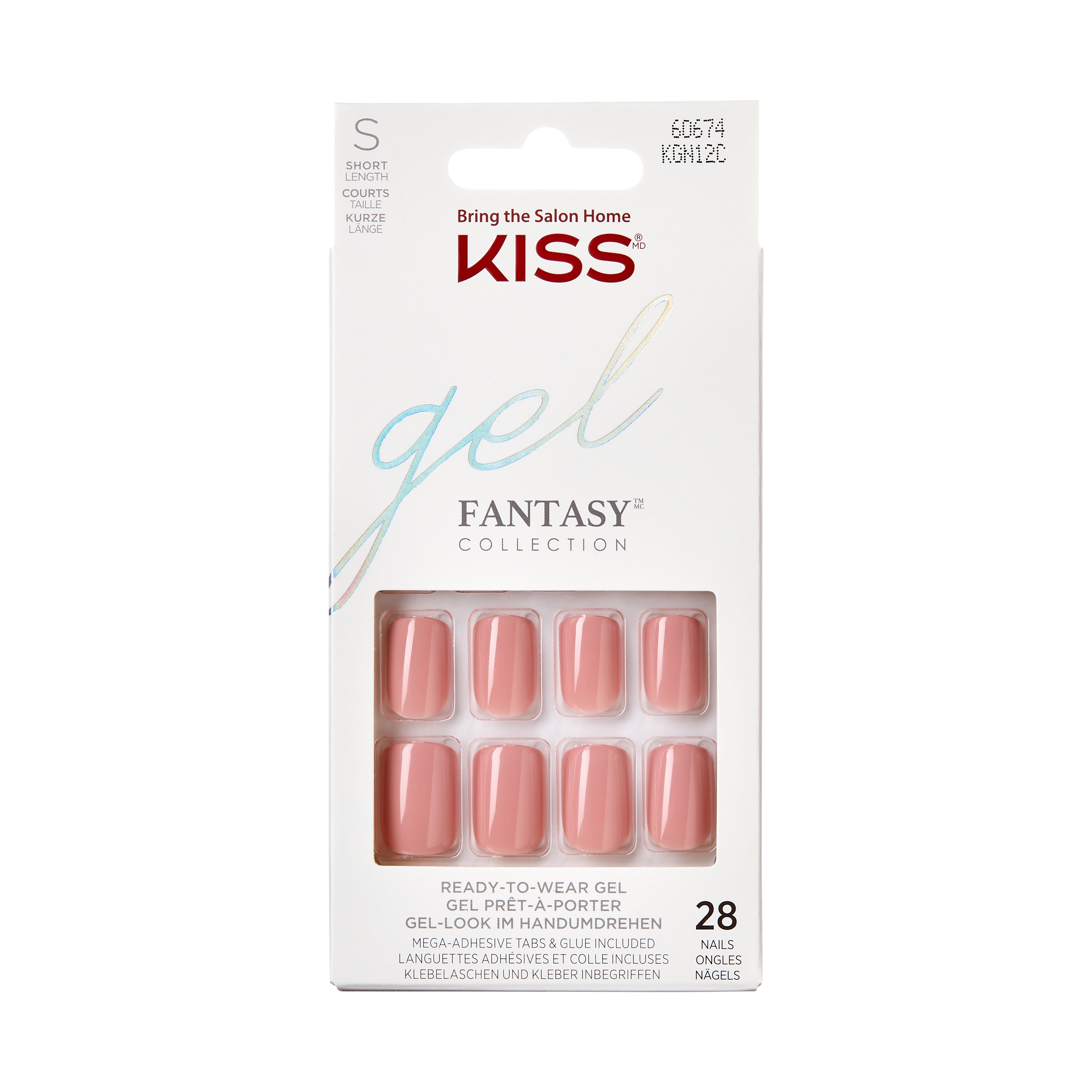 Unghii false Ribbons Short Squoval Gel Fantasy Color, 28 bucati, Kiss