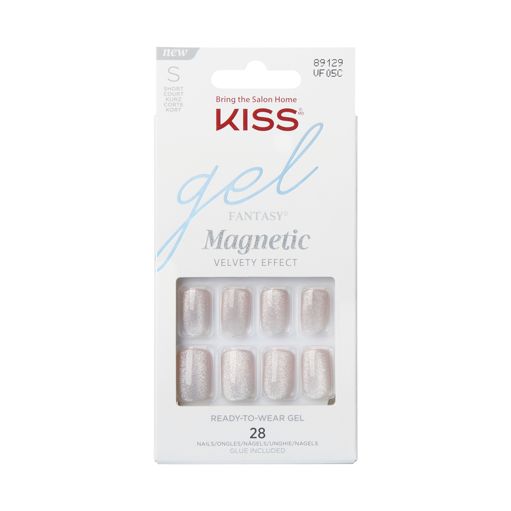 Unghii false Gel Fantasy Magnetic, Short Squoval, 28 bucati, Kiss