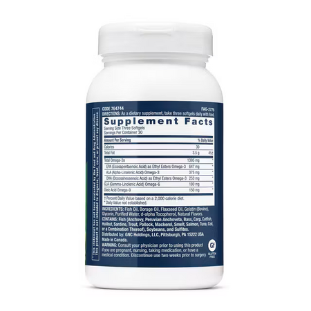 Ulei de peste Omega Complex Triple Strength (764744), 90 capsule, GNC 723055