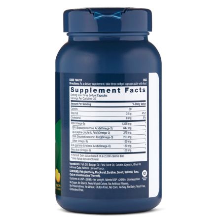 Ulei de peste Omega Complex Triple Strength (764721), 90 capsule, GNC 648070