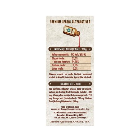 Sirop pentru eliminarea parazitilor intestinali Nikvorm, 60 ml, Bio Vitality 703975