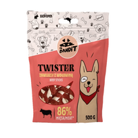 Recompense cu vita pentru caini Twister Beef Sticks, 500 g, Mr. Bandit