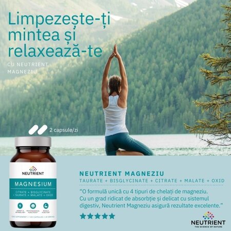 Magnesium citrat + bisglycinat + taurat + malat + oxid, 120 capsule, Neutrient 623259