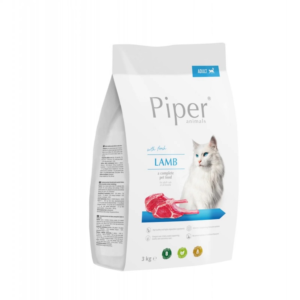 Hrana uscata cu miel pentru pisici adulte Adult Cat, 3 kg, Piper