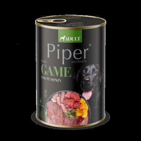 Hrana umeda pentru caini cu carne de vanat si dovleac Adult, 400 g, Piper