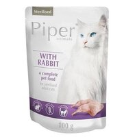 Plic hrana umeda cu iepure pentru pisici sterilizate, 100 g, Piper