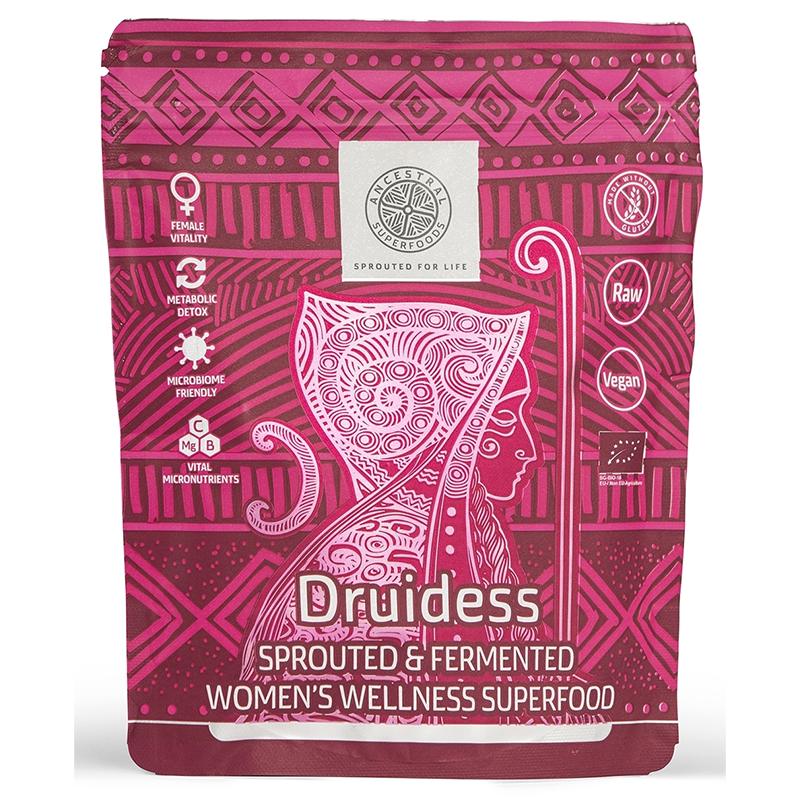 Amestec de pudre Bio fara gluten pentru sanatatea femeilor Druidess Womens Wellness Superfoood, 200 g, Ancestral Superfoods