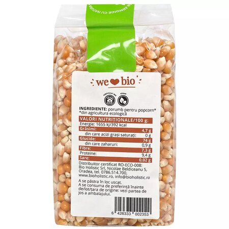 Porumb Bio pentru popcorn, 400 g, Obio 610241