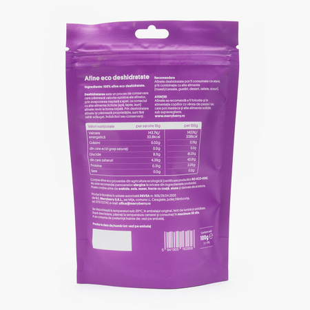 Afine deshidratate Bio, 100 g, MerryBerry 610296