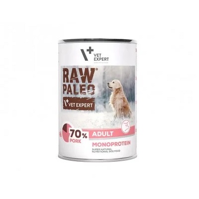 Hrana umeda cu carne de porc pentru caini adulti Raw Paleo, 400 g, VetExpert