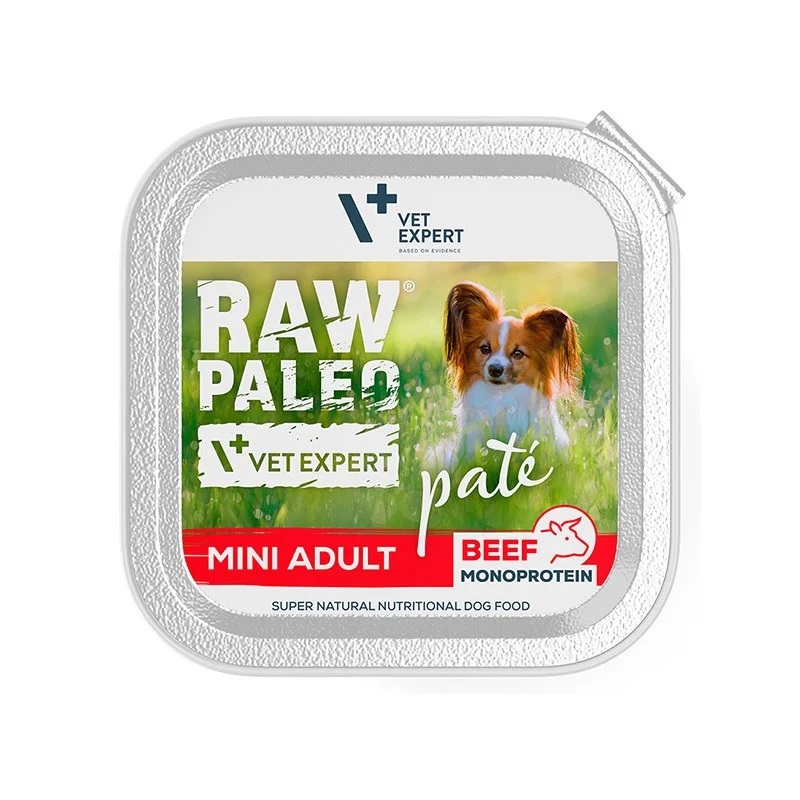 Hrana umeda cu vita pentru caini Raw Paleo Pate Mini Adult, 150 g, VetExpert