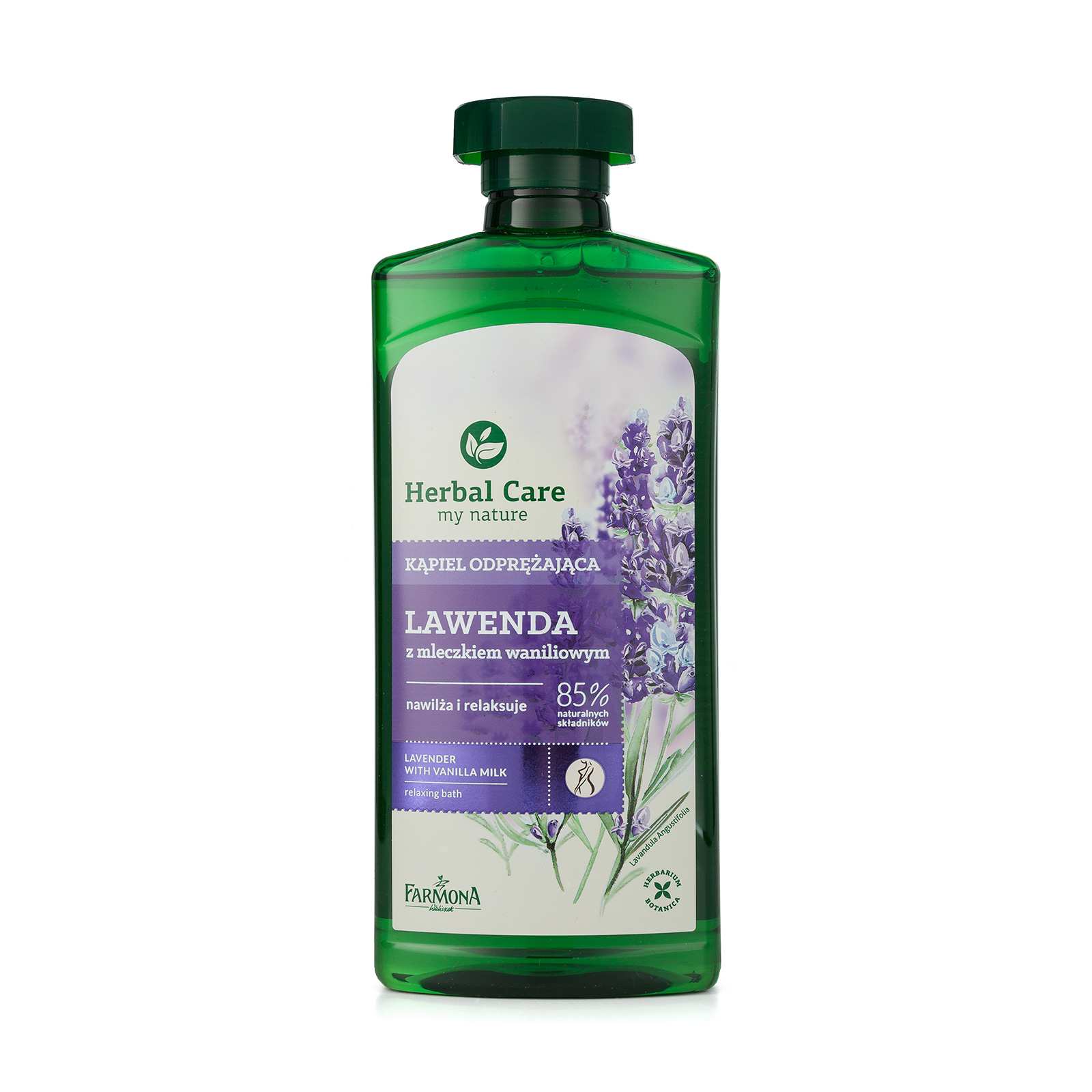 Gel de baie si dus Lavanda si lapte de vanilie Herbal Care, 500 ml, Farmona