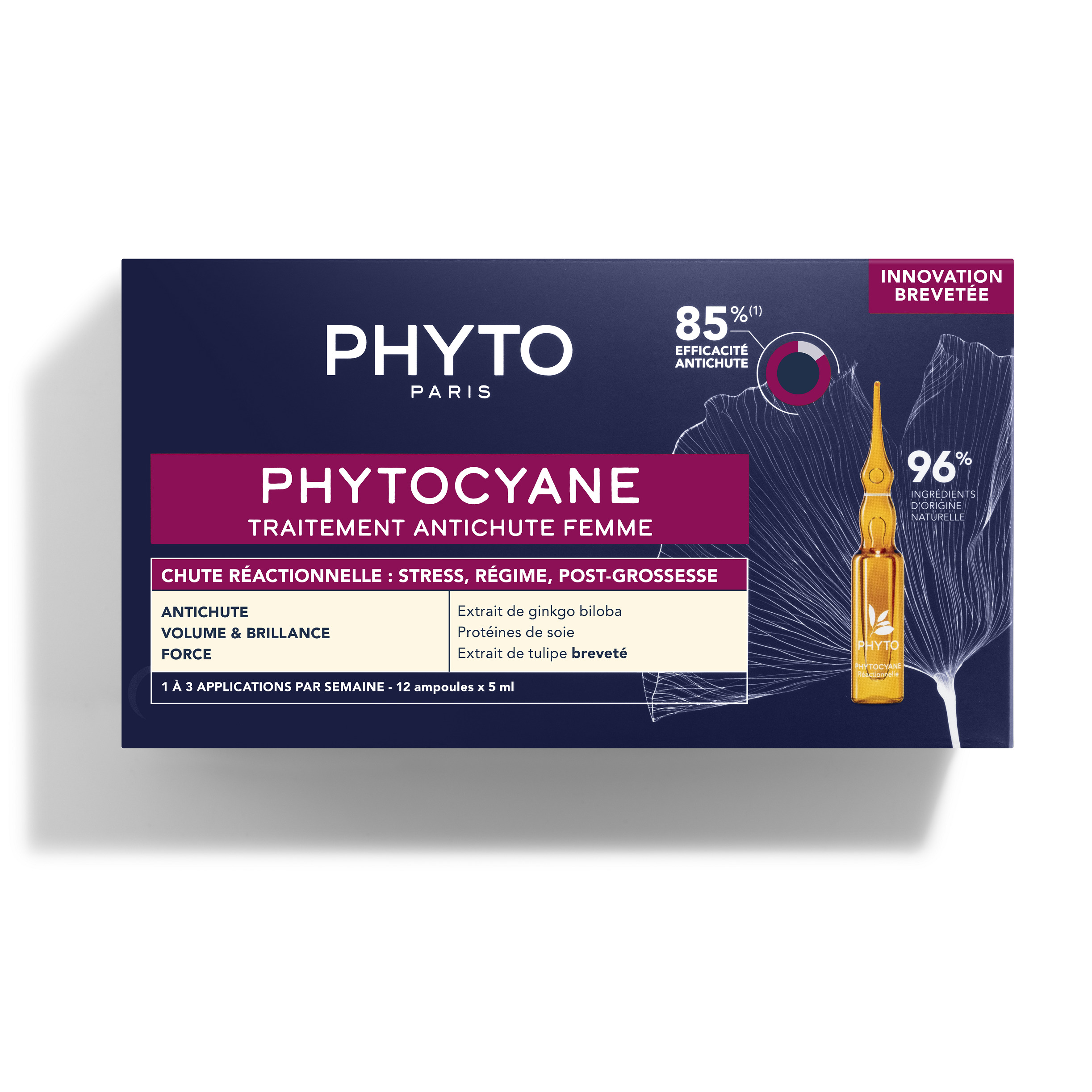 Tratament pentru caderea ocazionala a parului la femei Phytocyane, 12 x 5 ml, Phyto