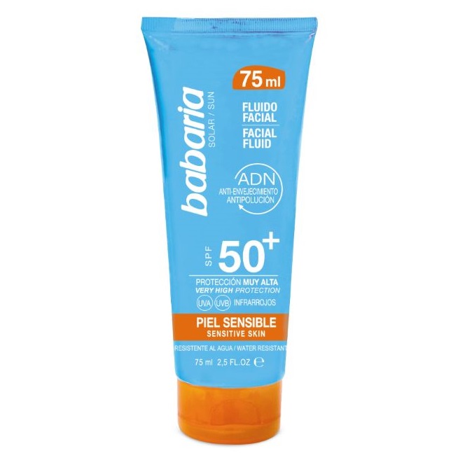 Fluid cu protectie solara SPF 50+ pentru piele sensibila, 75 ml, Babaria