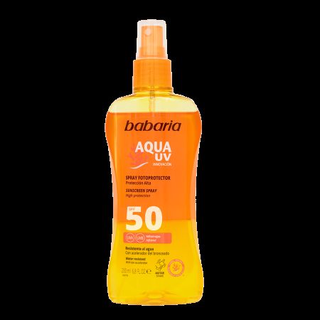 Spray pentru corp cu protectie solara SPF 50 Aqua UV, 200 ml, Babaria