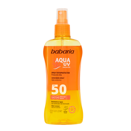 Spray pentru corp cu protectie solara SPF 50 Aqua UV, 200 ml, Babaria