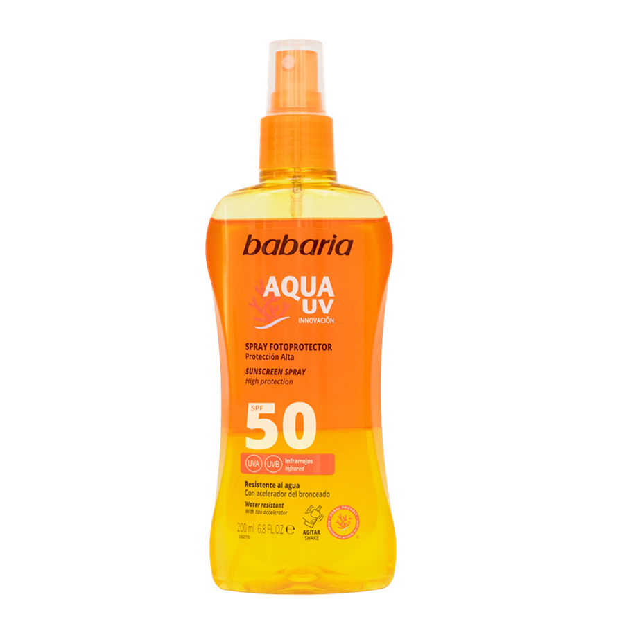 Spray pentru corp cu protectie solara SPF 50 Aqua UV, 200 ml, Babaria
