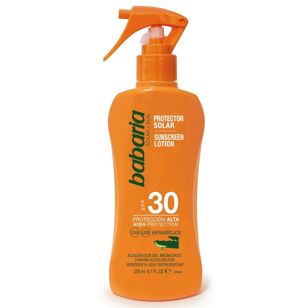 Lotiune spray cu protectie solara SPF 30 si aloe vera, 200 ml, Babaria