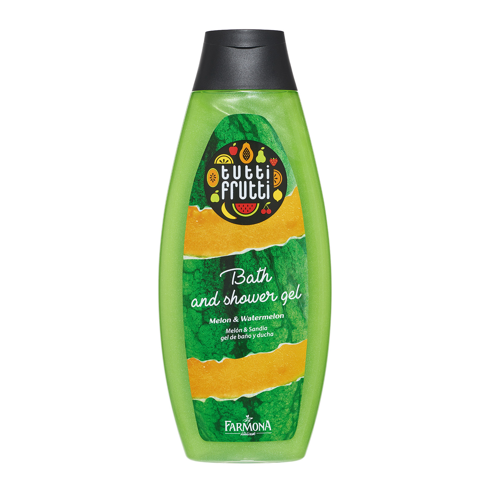 Gel de baie si dus pepene galben si pepene rosu Tutti Frutti, 425 ml, Farmona