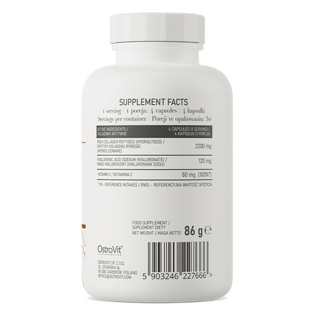 Colagen Marin cu Acid hialuronic și Vitamina C, 120 capsule, Ostrovit 613529