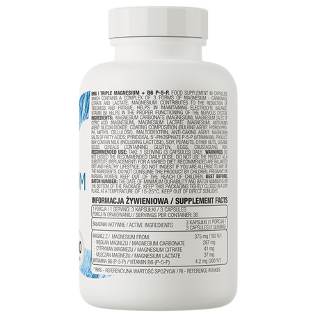 Triple Magnesium + B6, 90 capsule, Ostrovit 665258