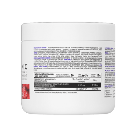 Colagen + Vitamina C Limonadă de zmeură cu mentă, 200g, Ostrovit 566778
