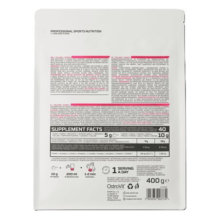 Colagen + Vitamina C cu aroma de limonada de zmeura si menta, 400g, Ostrovit 734830