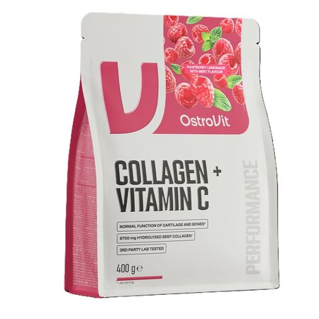 Colagen + Vitamina C cu aroma de limonada de zmeura si menta, 400g, Ostrovit 734829