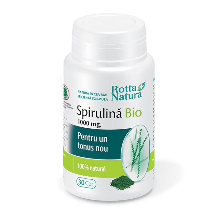 Spirulina Bio, 1000 mg, 30 comprimate, Rotta Natura