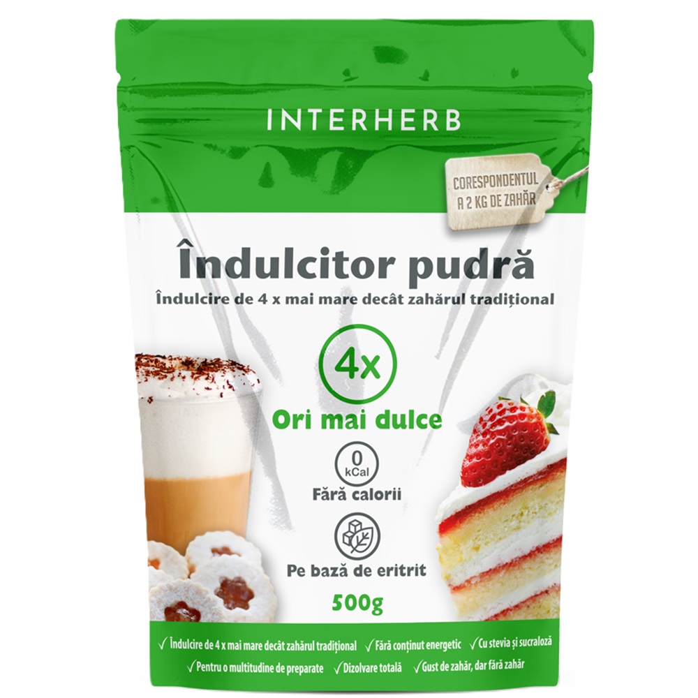 Indulcitor pudra, 500 g, Interherb