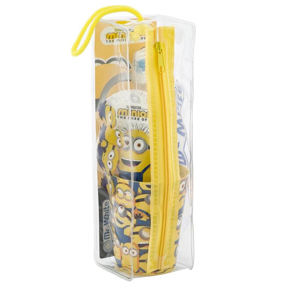 Set voiaj Periuta + Pahar + Pasta cu aroma de menta pentru copii Minions, +3ani, Mr White