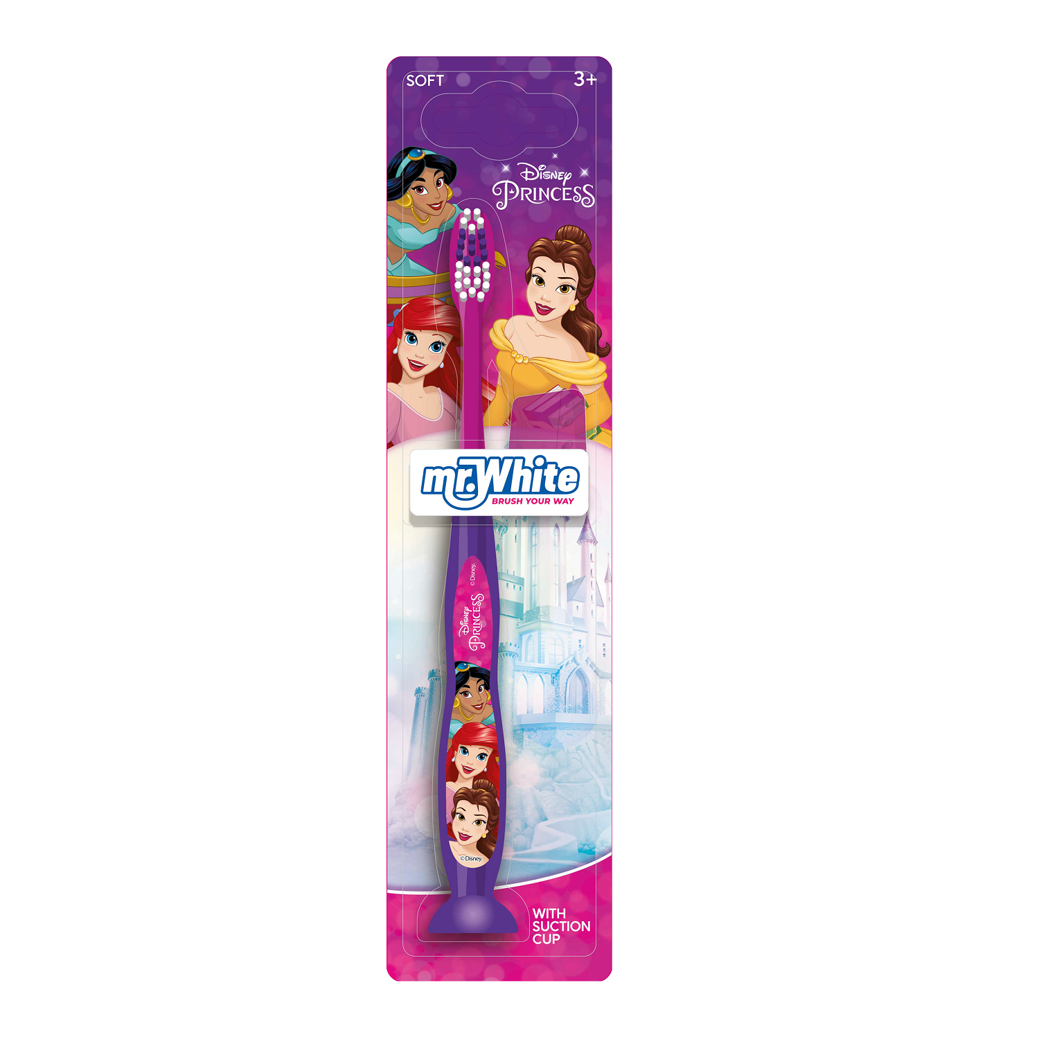 Periuta de dinti Soft cu ventuza pentru copii Princess, +3 ani, Mr White