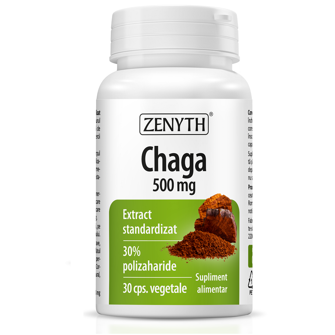 Chaga, 500 mg, 30 capsule vegetale, Zenyth