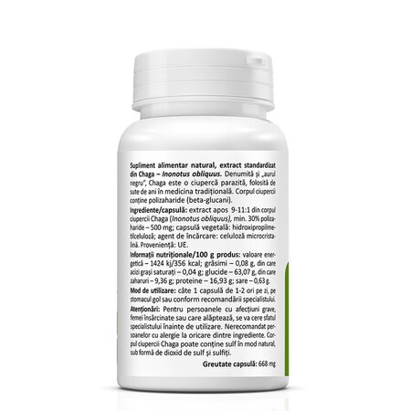 Chaga, 500 mg, 30 capsule vegetale, Zenyth 619087