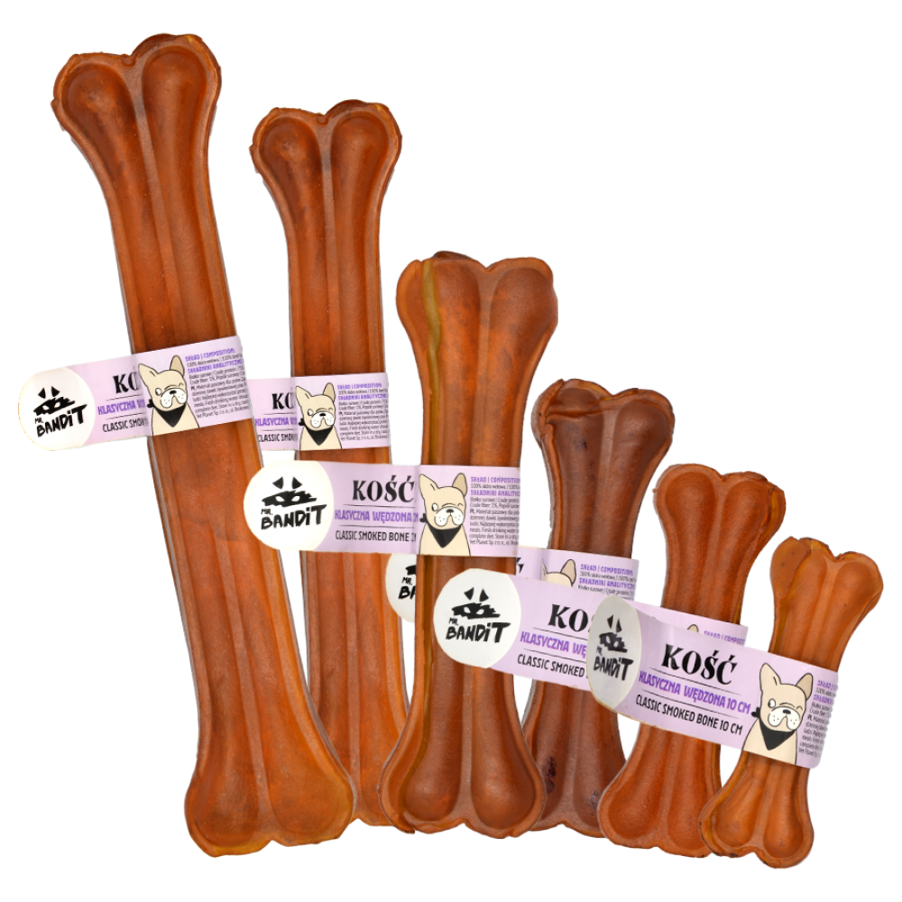 Recompensa din piele de vita pentru caini Classic Smoked Bone, 1 bucata x 10 cm, Mr.Bandit