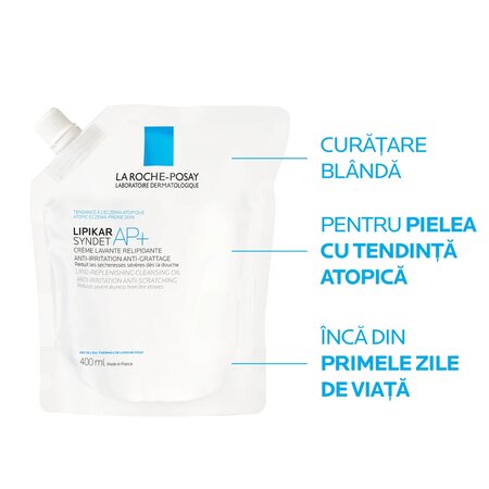 Rezerva crema de spalare anti-iritatii si anti-prurit Lipikar Syndet AP+, 400 ml, La Roche-Posay 750894