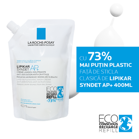 Rezerva eco Crema de spalare anti-iritatii pentru piele sensibila Lipikar Syndet AP+, 400 ml, La Roche-Posay 568256