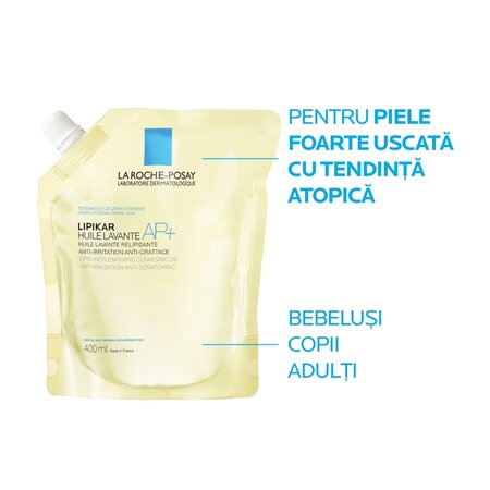 Rezerva ulei de spalare relipidant Lipikar AP+, 400 ml, La Roche-Posay 750902