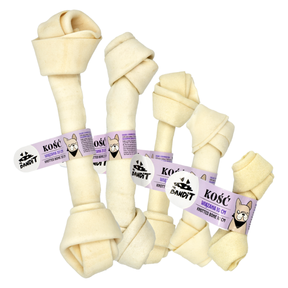 Recompensa din piele de vita pentru caini Knotted Bone, 1 bucata x 20 cm, Mr.Bandit