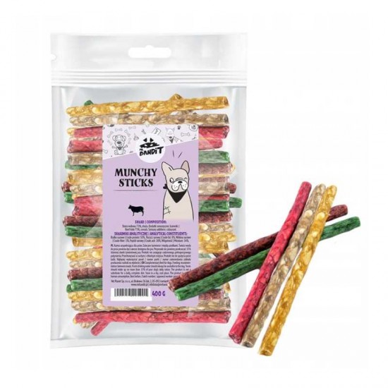 Recompense pentru caini Munchy Sticks Mediu, 600 g, Mr. Bandit