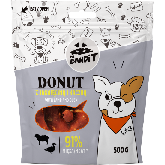 Recompense cu miel pentru caini Donut, 500 g, Mr. Bandit